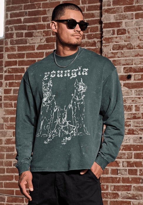 804 FOR ALL THE DOGS LONGSLEEVES Teal wash