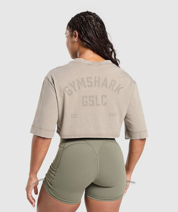 GSLC Washed Graphic Crop Top - Linen Brown