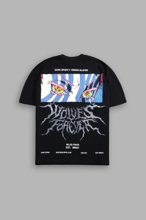 Akaza "Premium" Oversized Tee in Black Demon Slayer