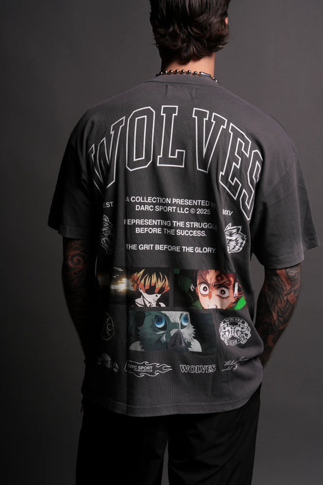 DON'T GIVE UP "PREMIUM" OVERSIZED TEE - WOLF GRAY