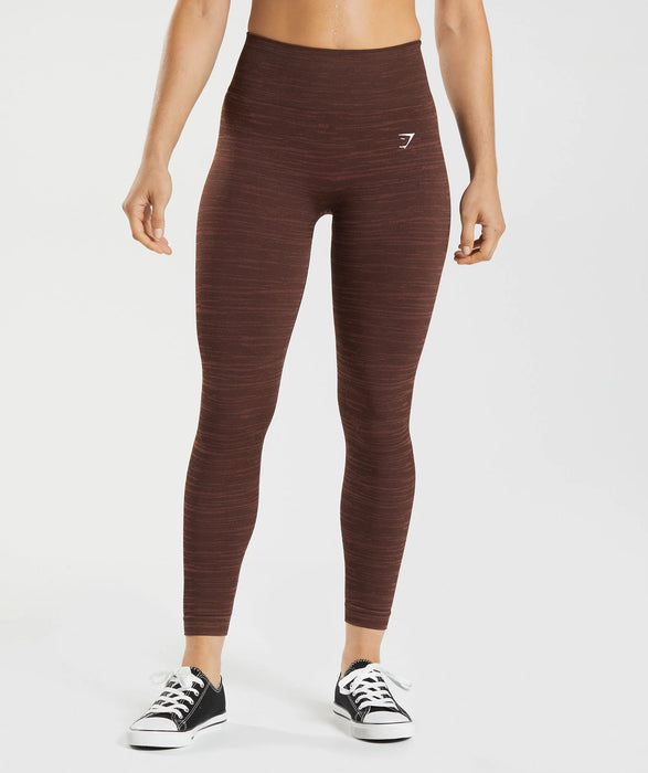 Adapt Marl Seamless Leggings - Archive Brown/Cherry Brown