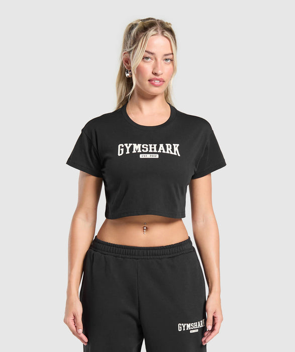 COLLEGIATE LIFESTYLE CROP TOP - BLACK