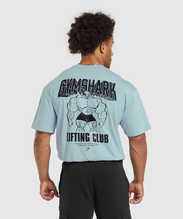 Cartoon Lifting T-Shirt - Salt Blue