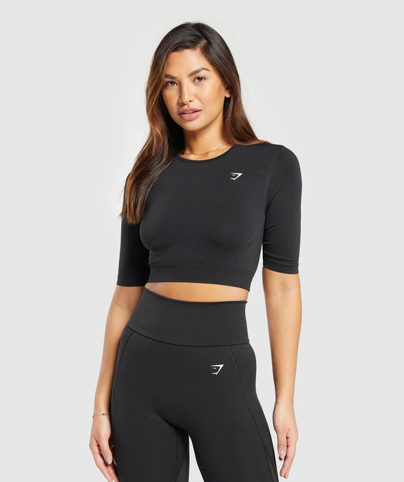 EVERYDAY SEAMLESS CROP TOP - BLACK