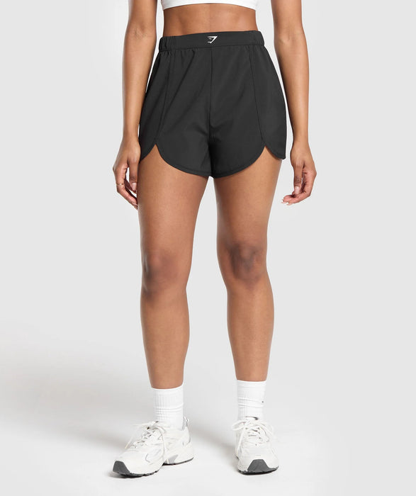 Scallop Hem Shaped Shorts - Black