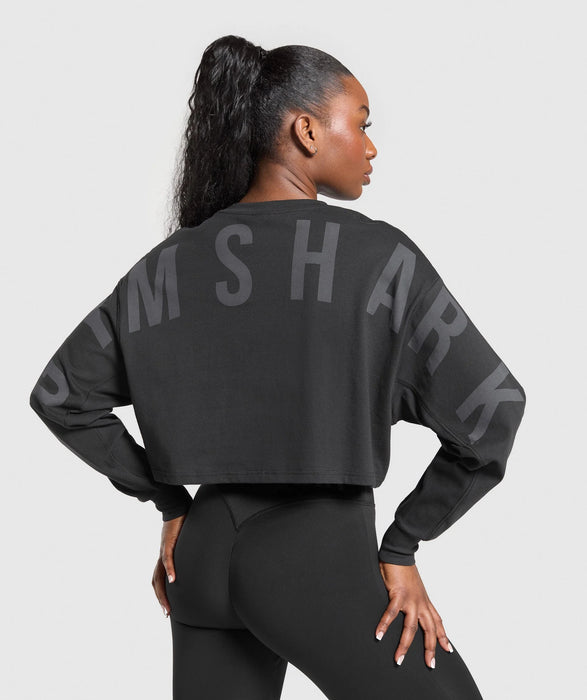 Gymshark Wordmark Graphic Long Sleeve Top - Black