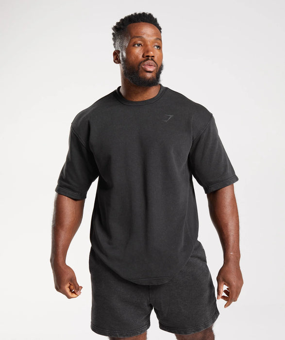 POWER WASHED SHORT SLEEVE CREW - BLACK