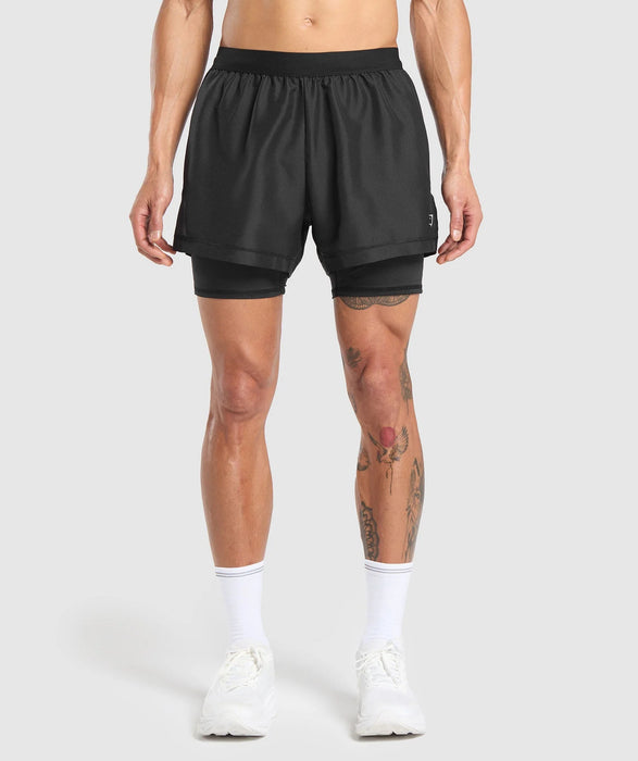RUNNING 2 IN 1 SHORTS - BLACK