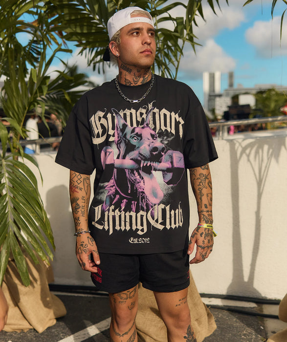 DOBERMAN GRAPHIC T-SHIRT - EXTREME OVERSIZED FIT - BLACK