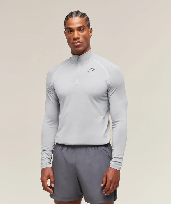 VITAL SEAMLESS 1/4 ZIP - Light Grey/Smokey Grey