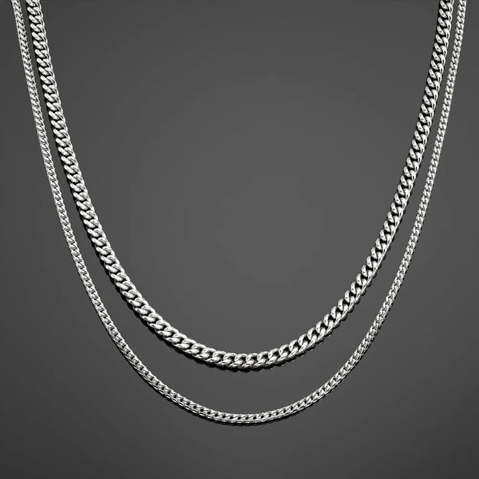CUBAN LINK + FRANCO LINK STACK - SILVER RG132 + RG121