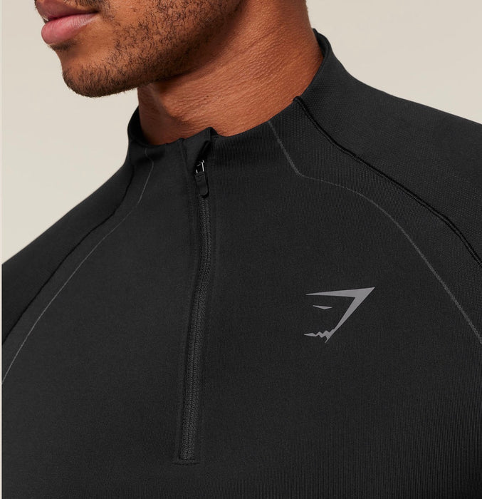 Gymshark Apex Seamless 1/4 Zip - Black/Dark Grey -