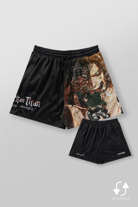 1126 - AOT© x YLA Mesh Shorts CAPTAIN LEVI  - (Attack control)