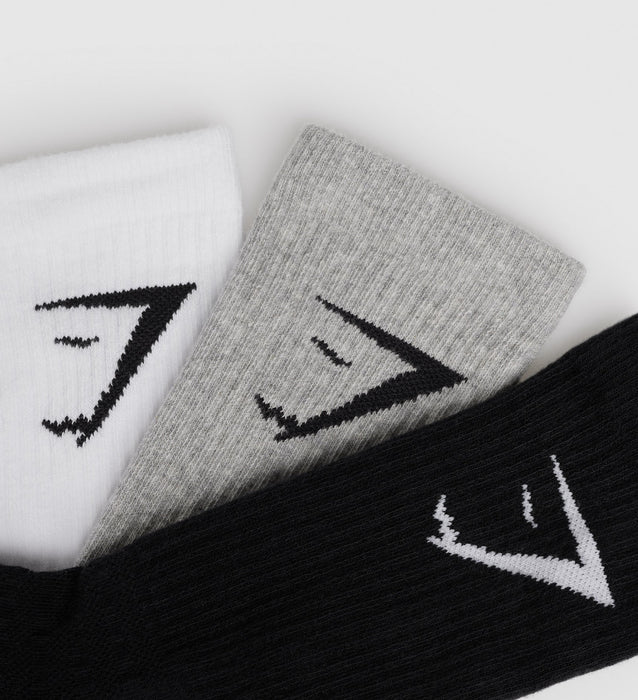 Crew Socks 3pk - White/Light Grey Core Marl/Black