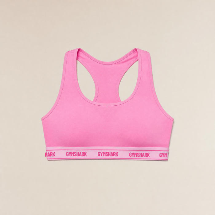 Gymshark Elastic Branded Racerback Cotton Bralette - Focus Pink