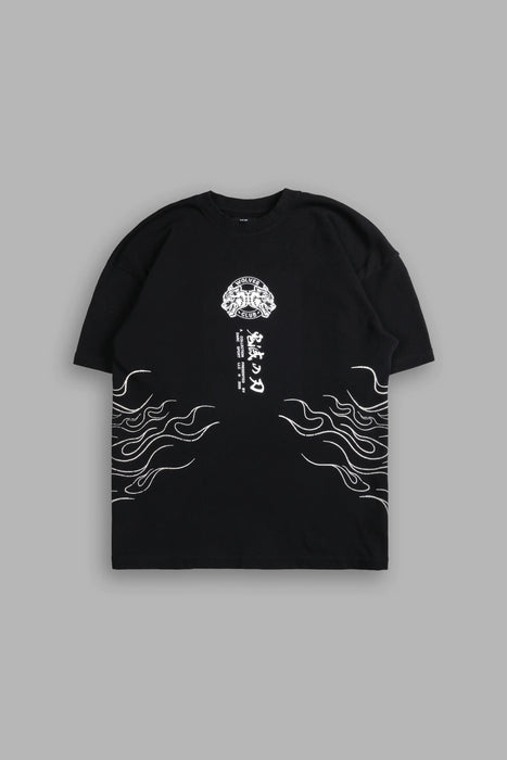 FLAME PILLAR "PREMIUM" OVERSIZED TEE - BLACK