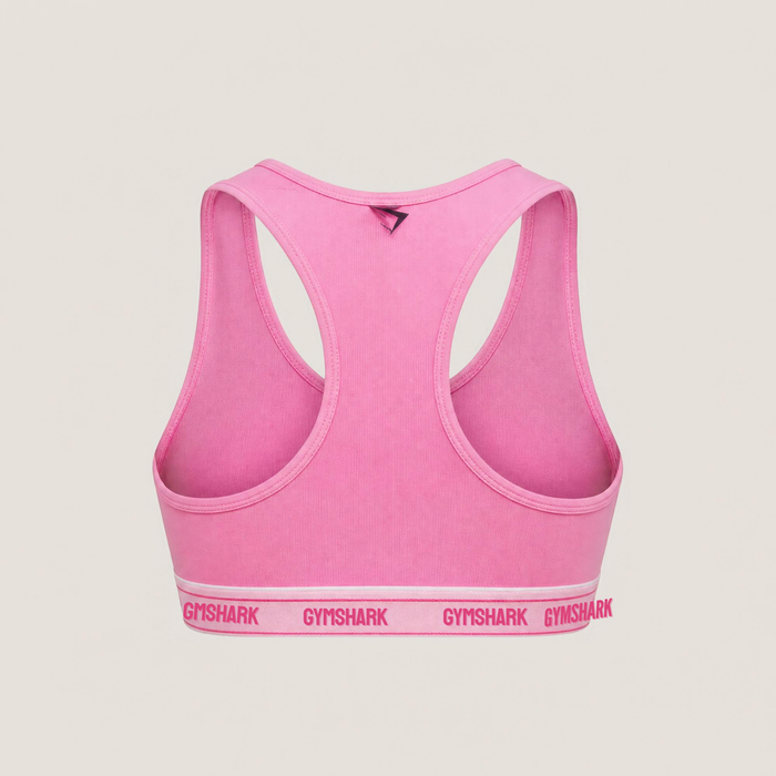 Gymshark Elastic Branded Racerback Cotton Bralette - Focus Pink