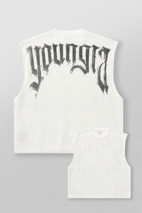 3012 - DROP SHOULDER KNIT CUT-OFF WHITE