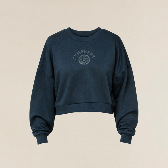 Gymshark Worn Crest Graphic Sweatshirt - Stealth Blue