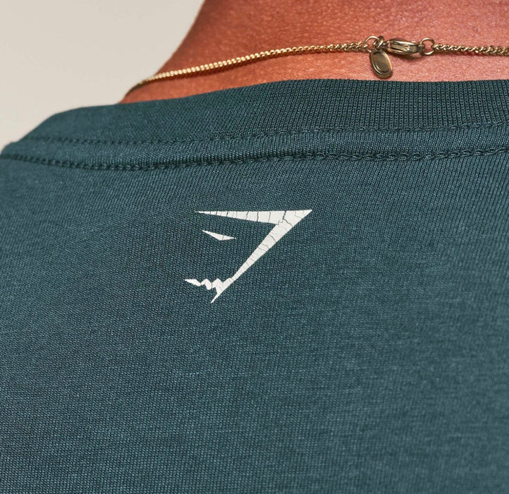 Gymshark Worn Graphic Long Sleeve T-Shirt - Deep Petrol Blue