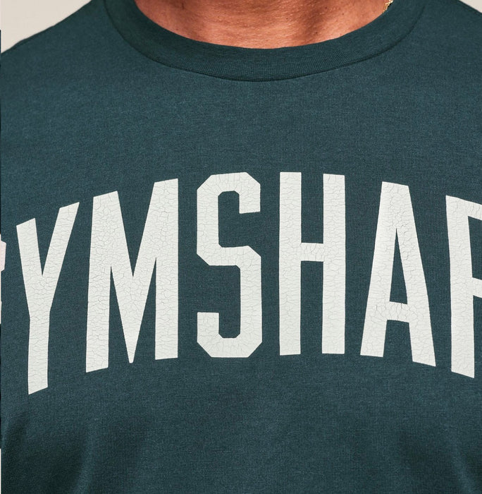 Gymshark Worn Graphic Long Sleeve T-Shirt - Deep Petrol Blue