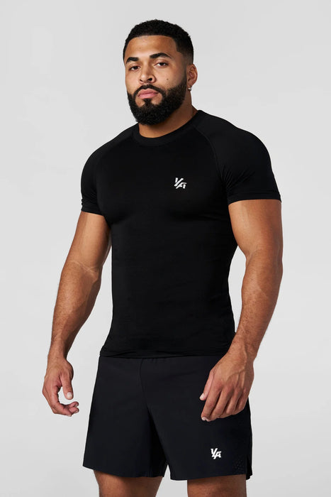 4016 NATURAL COTTON COMPRESSION TEES BLACK