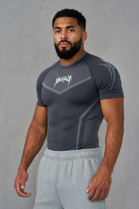 4065 - WARRIOR X COMPRESSION TEES - DARK GREY/GREY