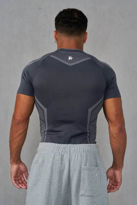 4065 WARRIOR X COMPRESSION TEES DARK GREY/GREY