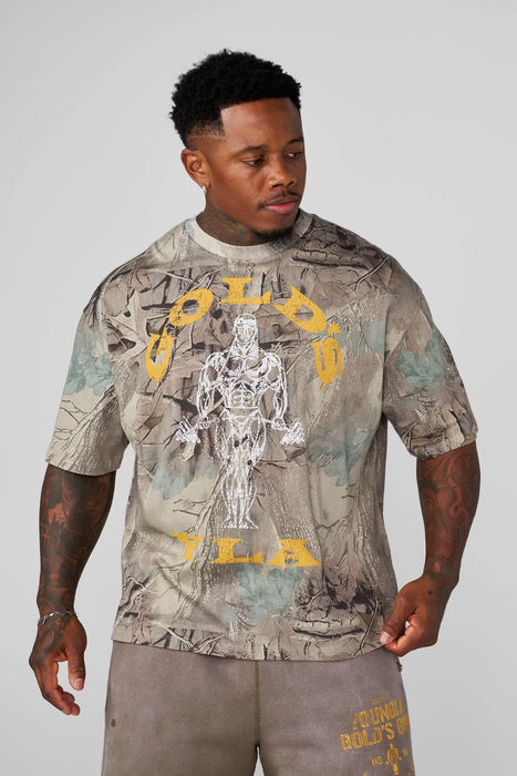 4213 GOLD'S IRON LEGACY ICON TEES BEIGE TREE CAMO