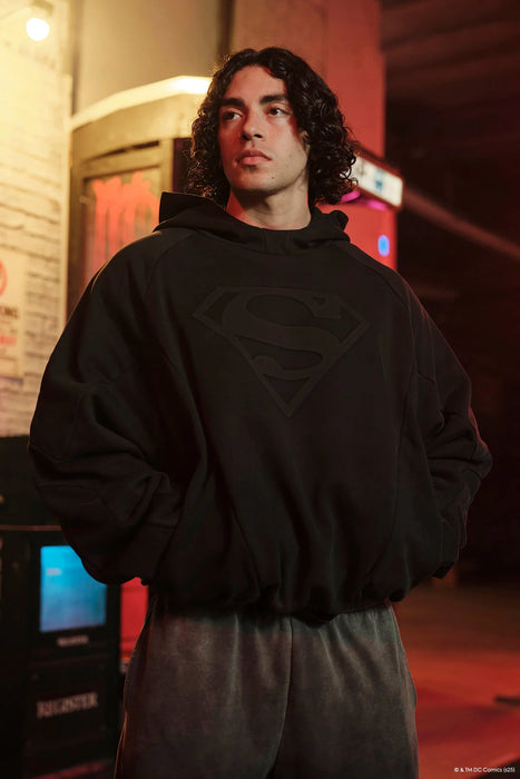 5094 - SUPERMAN SHIELD HOODIES - WASH BLACK