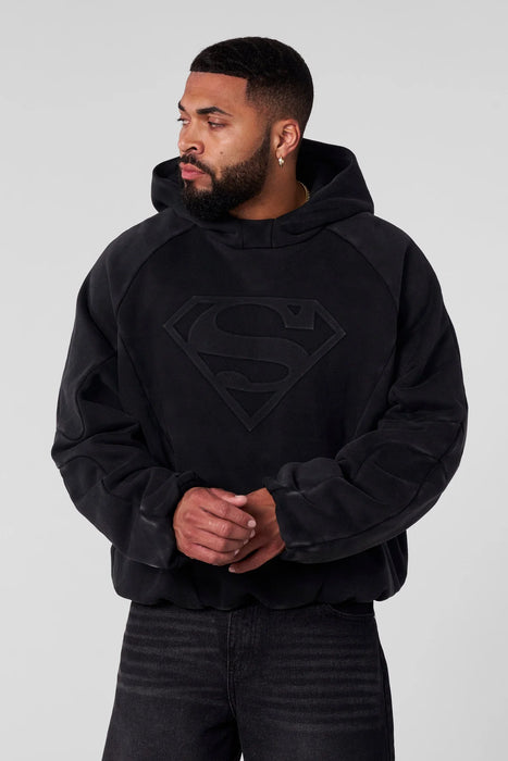 5094 - SUPERMAN SHIELD HOODIES - WASH BLACK