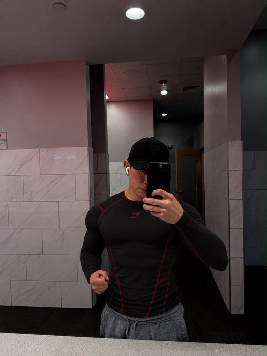 Vengeance Long Sleeve T-Shirt-Black/Carmine Red