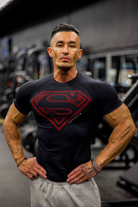 4117 - SUPERMAN COMPRESSION TEES RED/BLACK