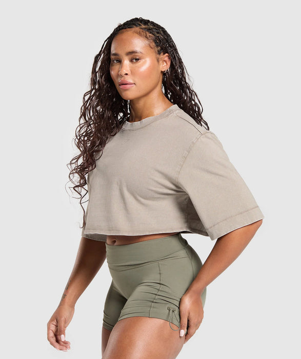 GSLC Washed Graphic Crop Top - Linen Brown