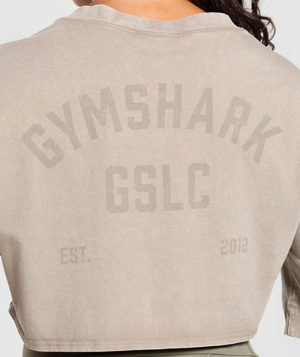 GSLC Washed Graphic Crop Top - Linen Brown