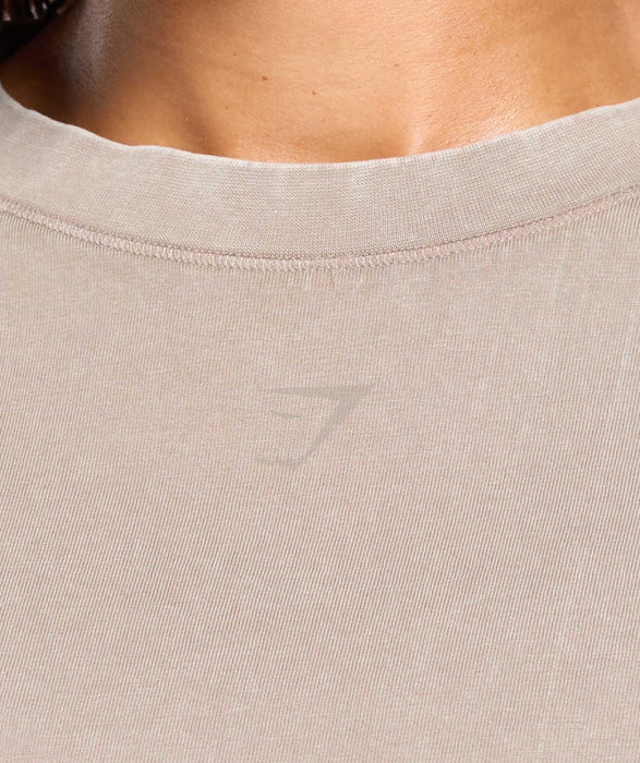 GSLC Washed Graphic Crop Top - Linen Brown