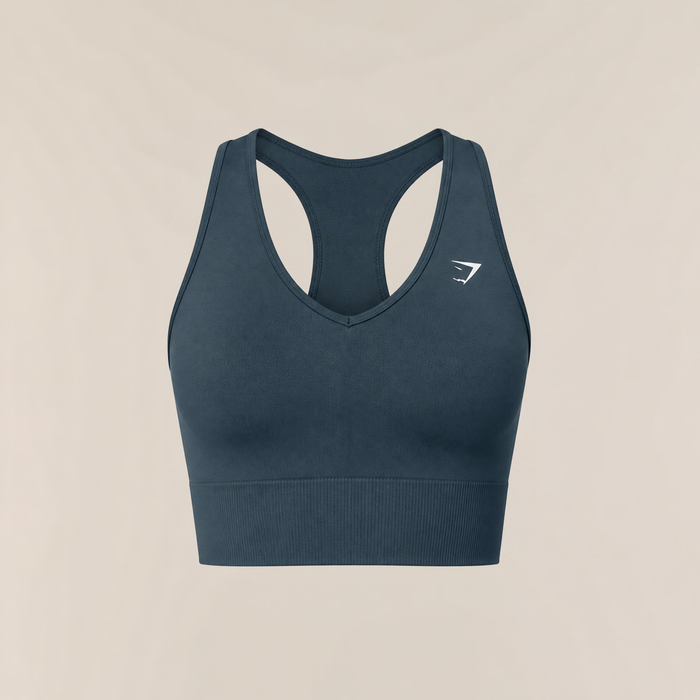 Gymshark Everyday Seamless Crop Tank - Stealth Blue