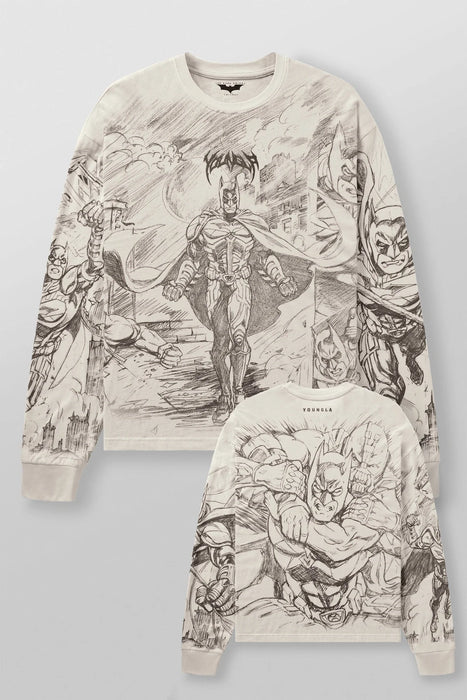 8002 - BATMAN COMIC LONGSLEEVES - OFF WHITE