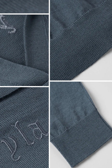 8018 - Monaco Wool Longsleeve Polo Slate Blue