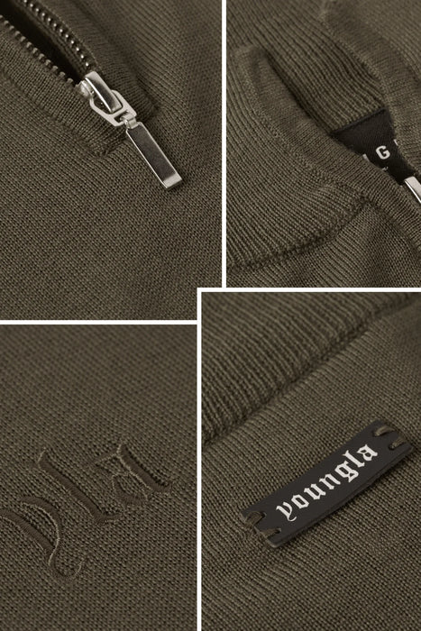 8048 - Monaco Wool Quarter-Zip Sweaters Olive