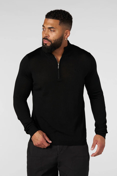8048 - Monaco Wool Quarter-Zip Sweaters Black