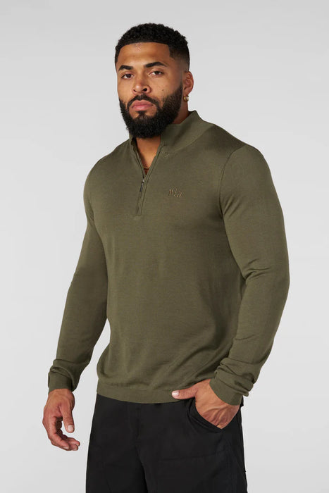 8048 - Monaco Wool Quarter-Zip Sweaters Olive