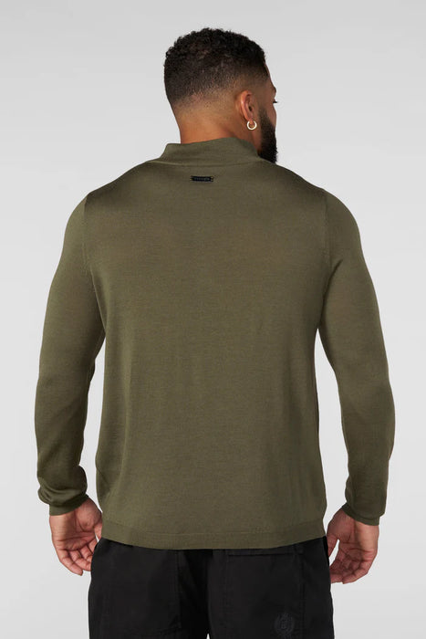 8048 - Monaco Wool Quarter-Zip Sweaters Olive