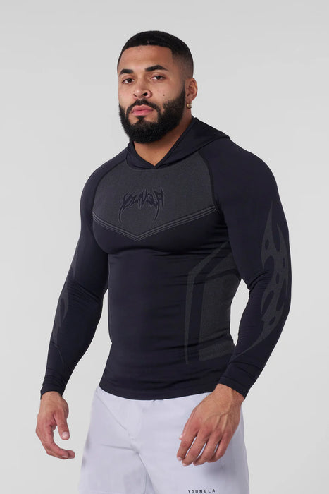 8062 - WARRIOR COMPRESSION HOODIES BLACK