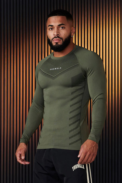 833- Superhero Conpression Longsleeves OLIVE GREEN