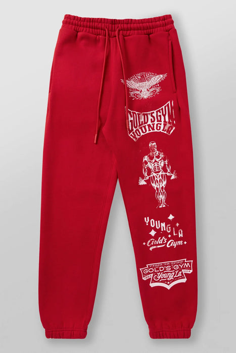 2143 - Golds Gym Inmortal Joggers / Red Wash.