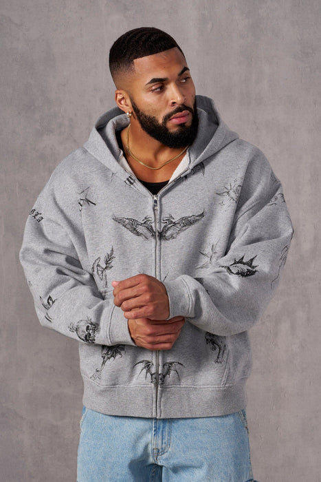 5061 - Inked Zip-Up Hoodies / Grey Wash