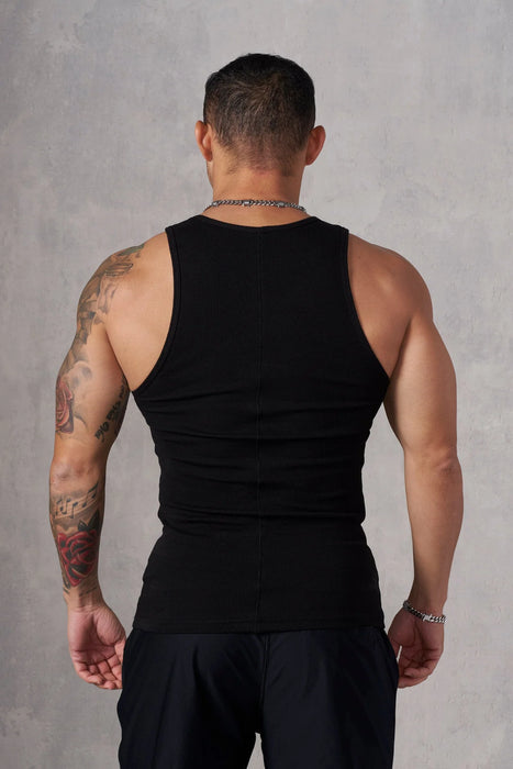 314 Scoop Bottom Ribbed Tank / Black