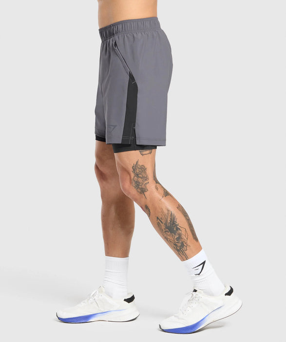 Sport 7" 2 in 1 Shorts - Dark Grey/Black