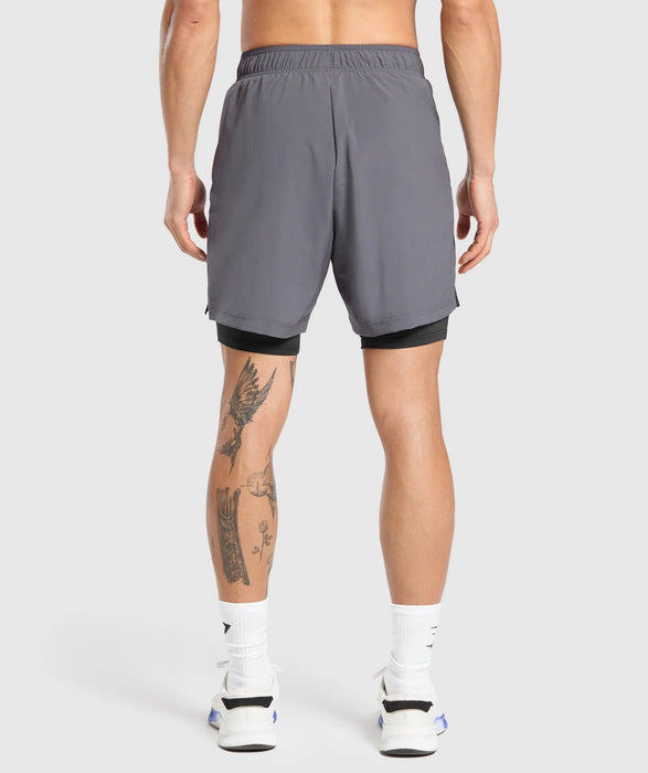 Sport 7" 2 in 1 Shorts - Dark Grey/Black